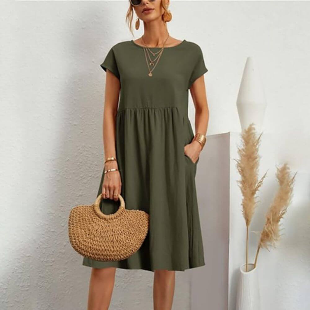 Robe midi élégante ceinturée – silhouette flatteuse pour tous les jours