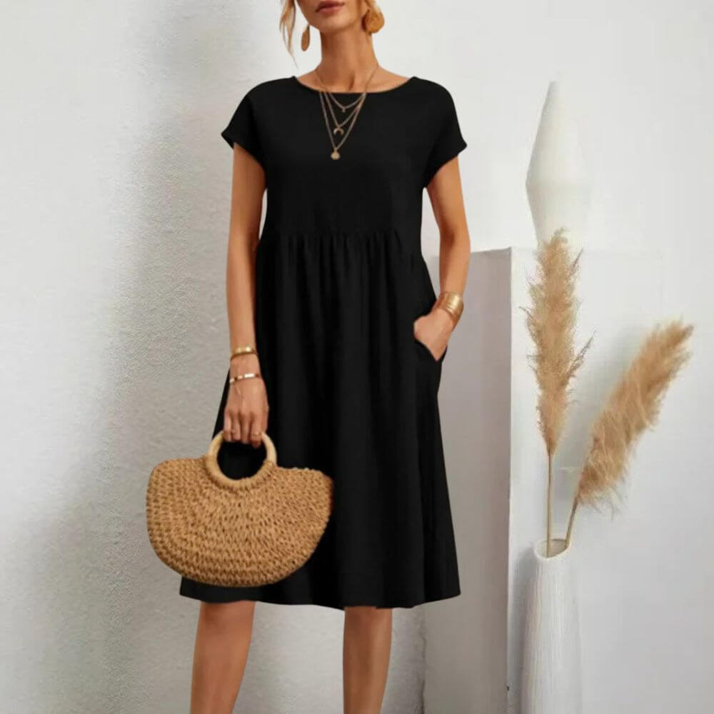 Robe midi élégante ceinturée – silhouette flatteuse pour tous les jours