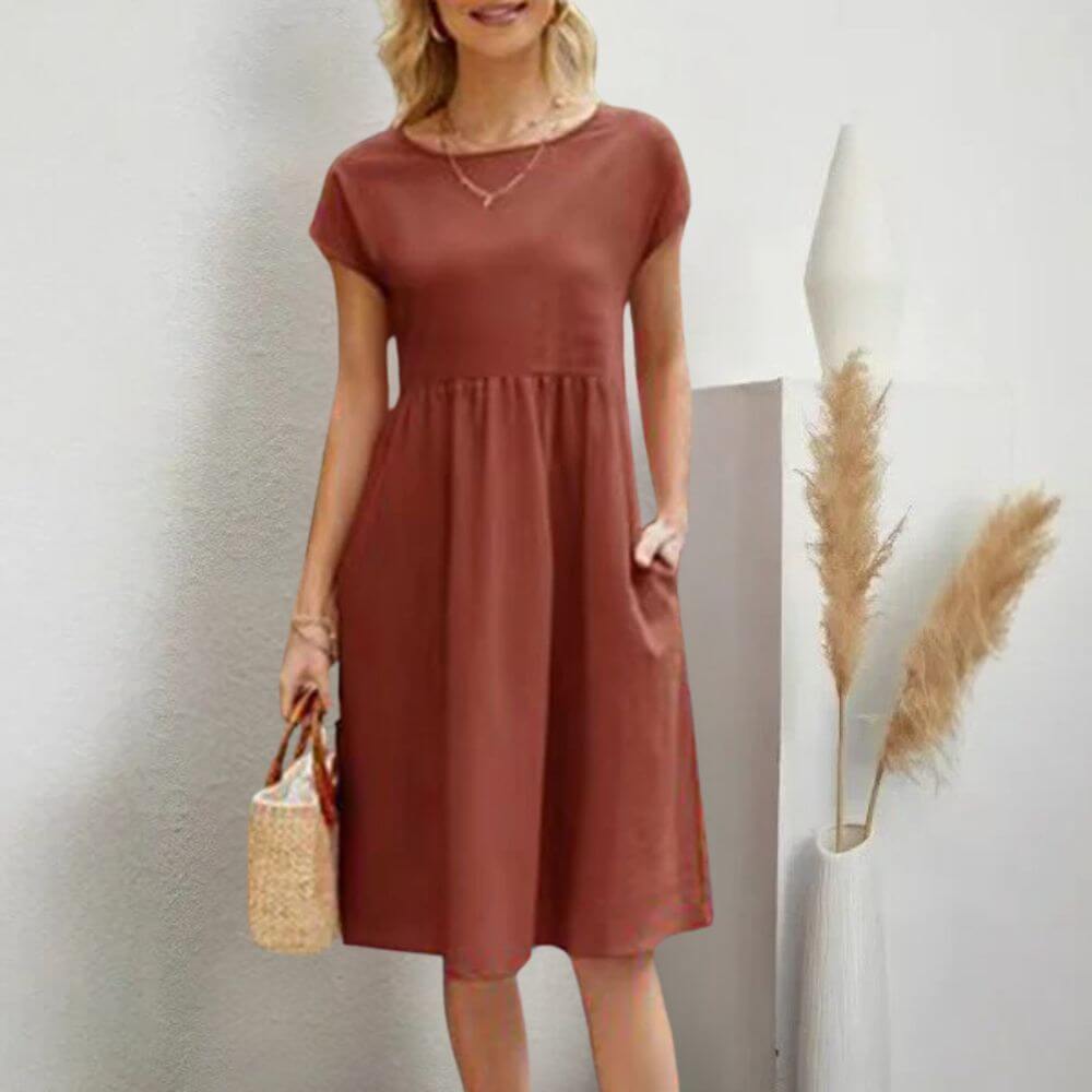 Robe midi élégante ceinturée – silhouette flatteuse pour tous les jours