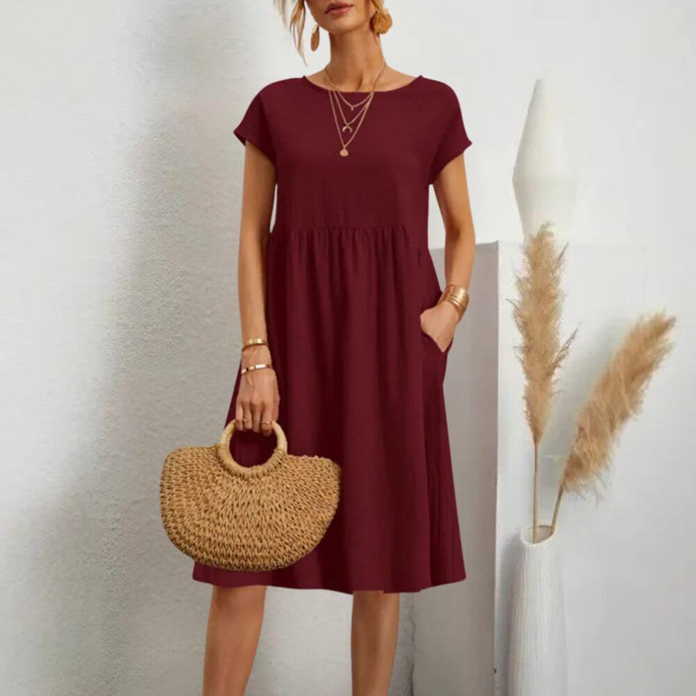 Robe midi élégante ceinturée – silhouette flatteuse pour tous les jours