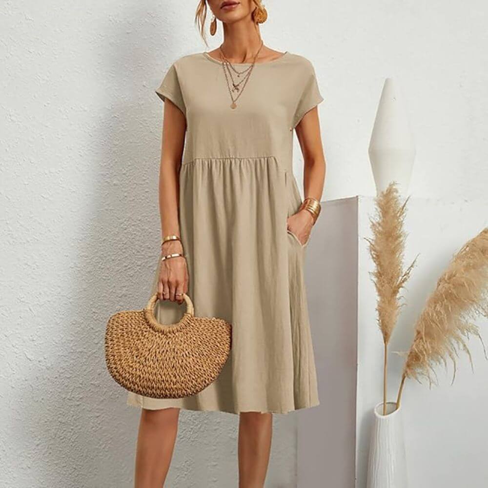 Robe midi élégante ceinturée – silhouette flatteuse pour tous les jours