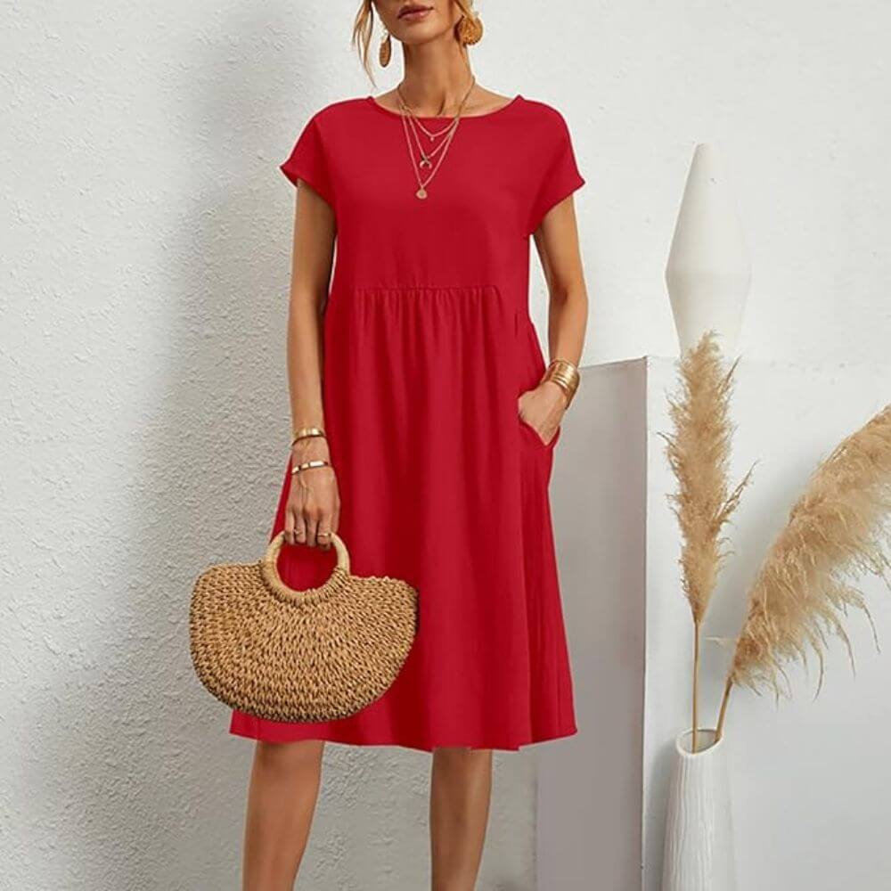Robe midi élégante ceinturée – silhouette flatteuse pour tous les jours