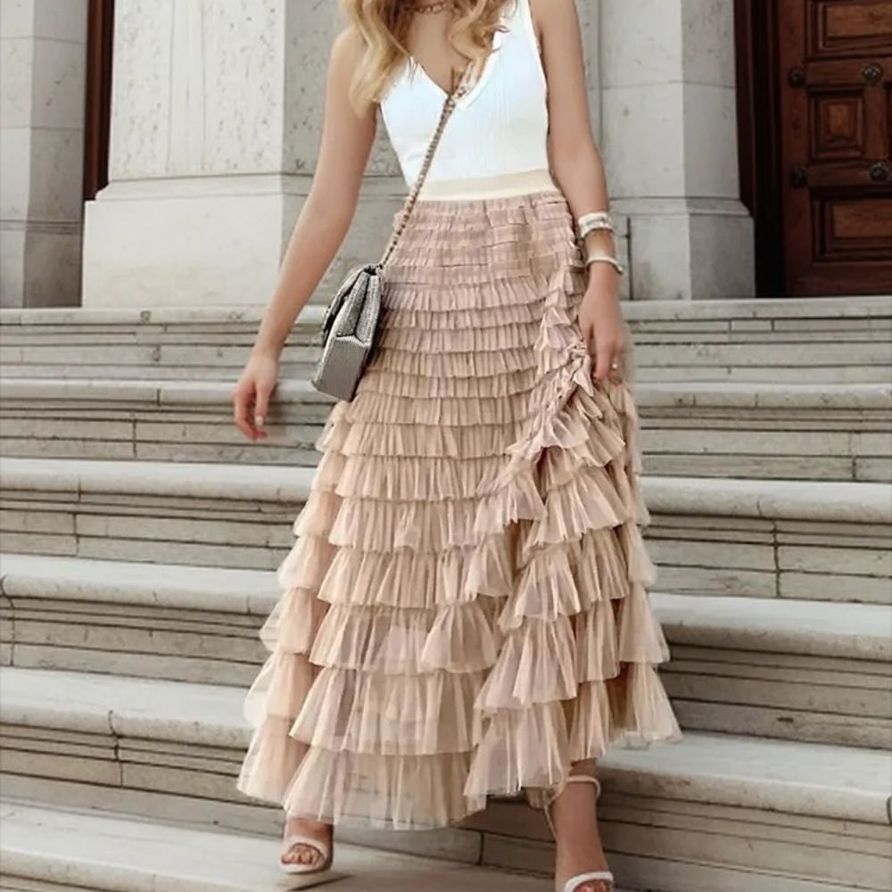 Jupe longue fluide élégante femme – style chic quotidien