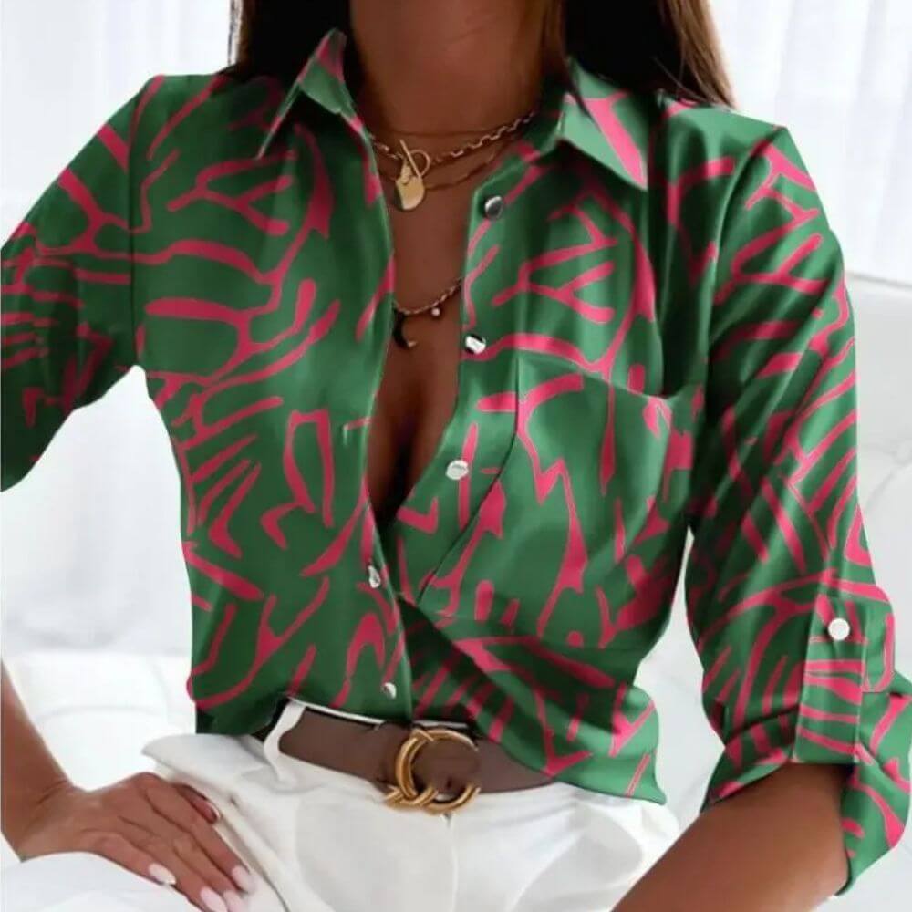 Top femme élégant imprimé tendance coupe flatteuse