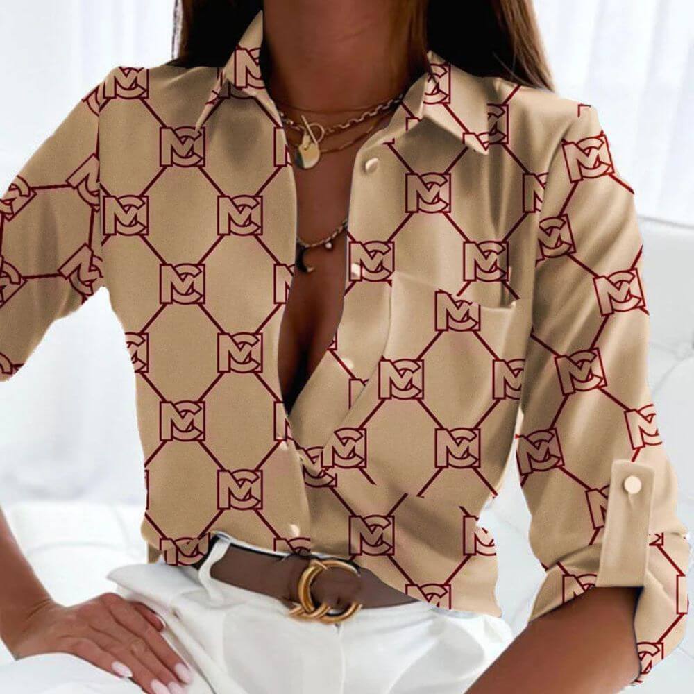 Top femme élégant imprimé tendance coupe flatteuse