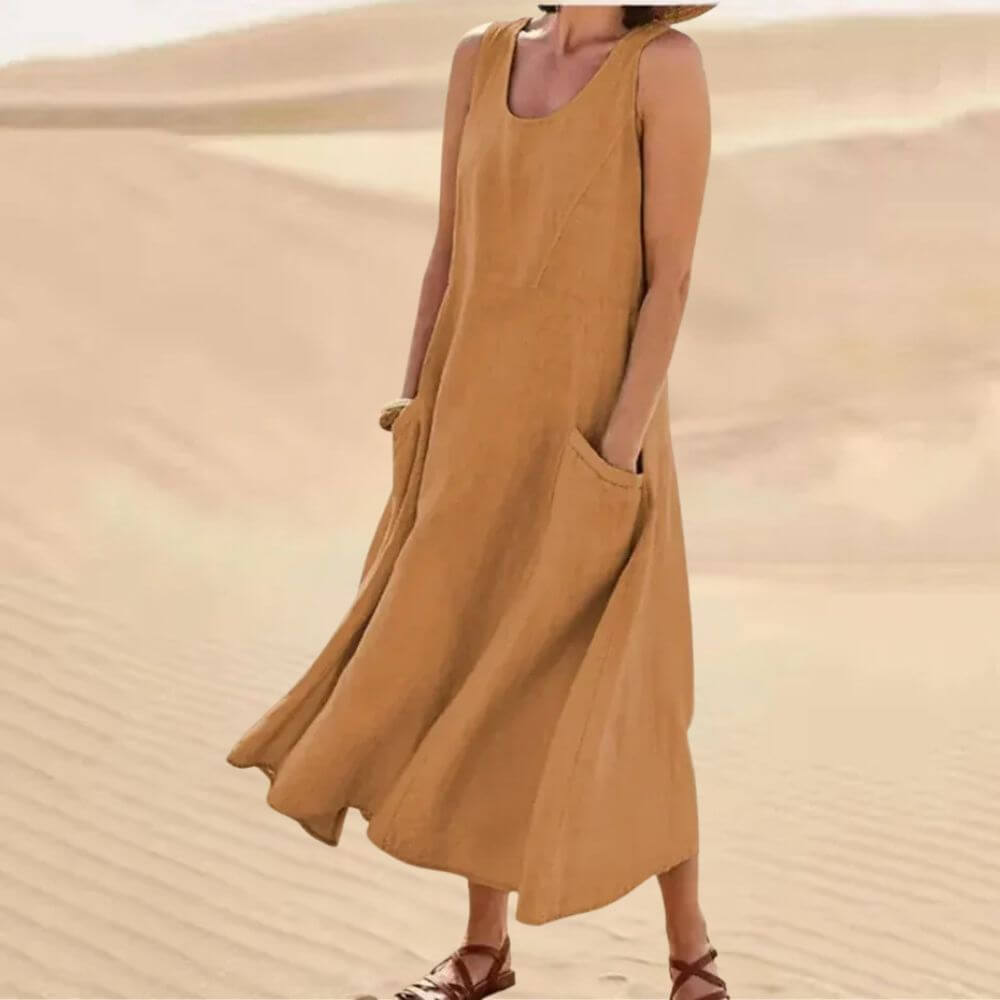 Robe en lin élégante et fluide – Style estival chic pour femme