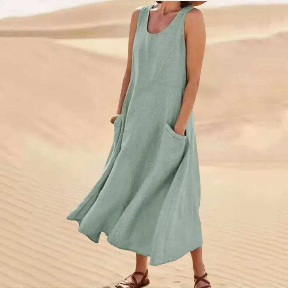 Robe en lin élégante et fluide – Style estival chic pour femme