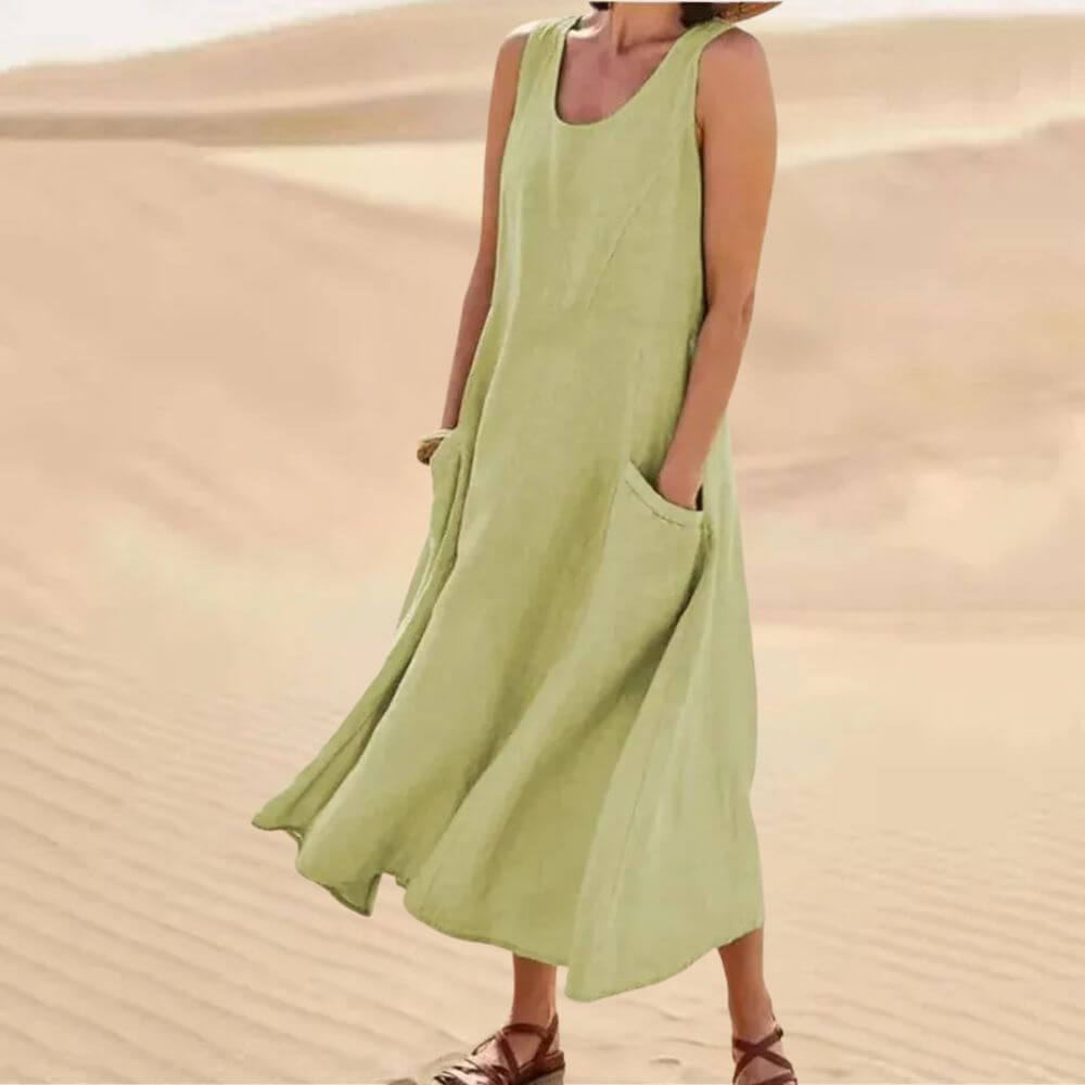 Robe en lin élégante et fluide – Style estival chic pour femme