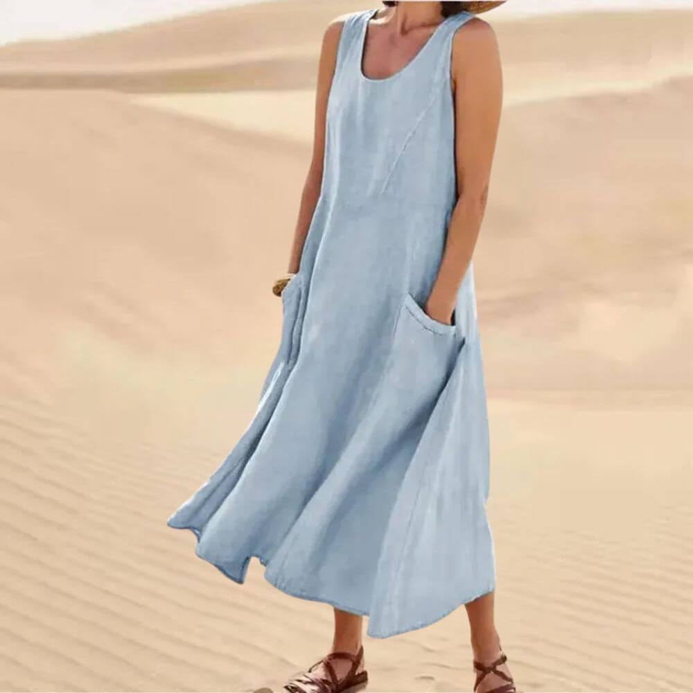 Robe en lin élégante et fluide – Style estival chic pour femme