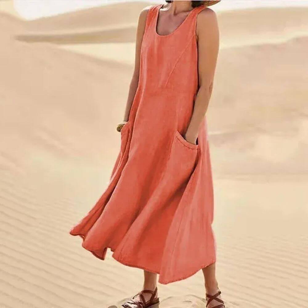 Robe en lin élégante et fluide – Style estival chic pour femme