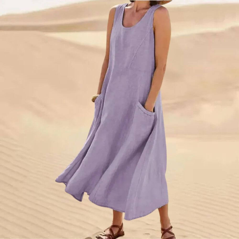 Robe en lin élégante et fluide – Style estival chic pour femme