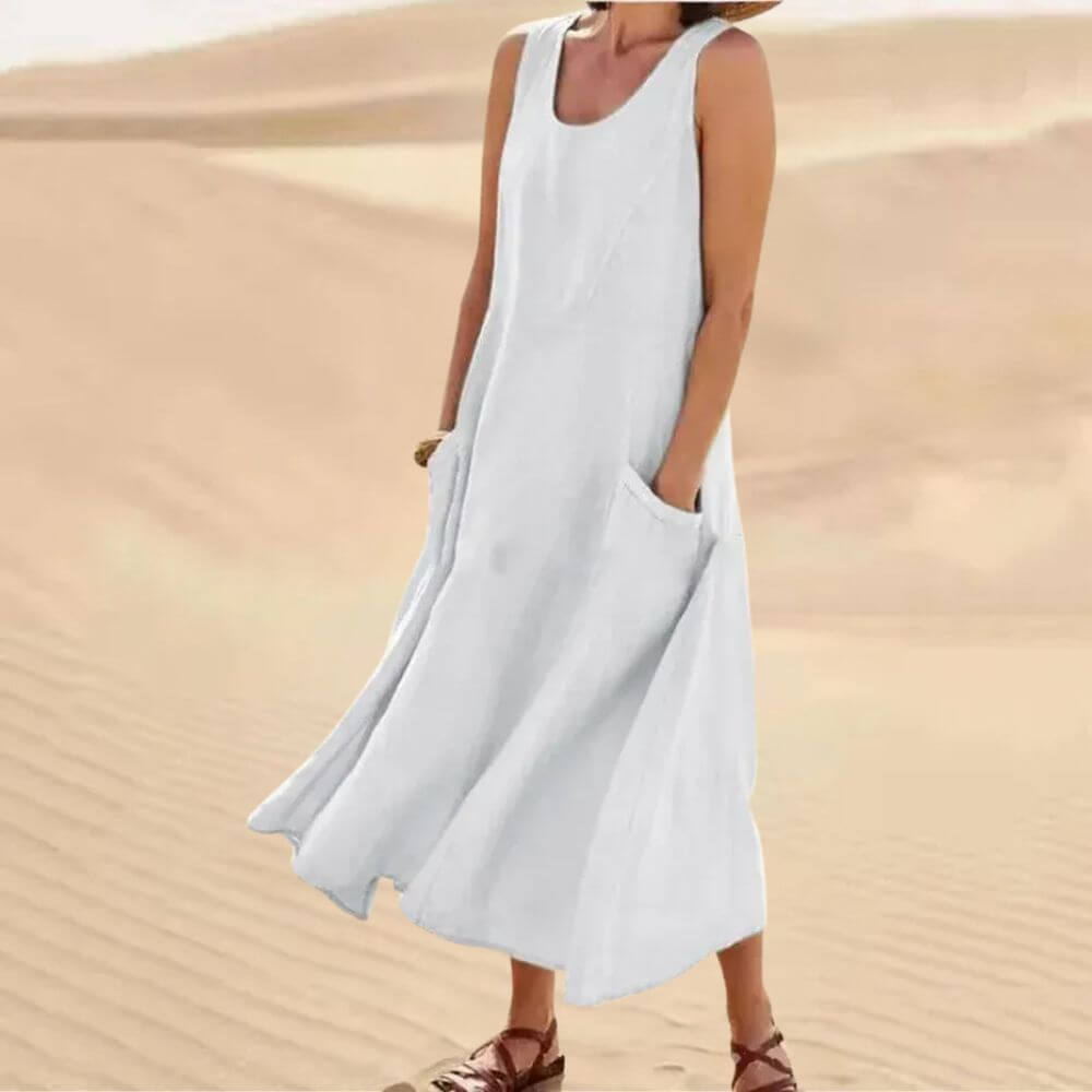 Robe en lin élégante et fluide – Style estival chic pour femme