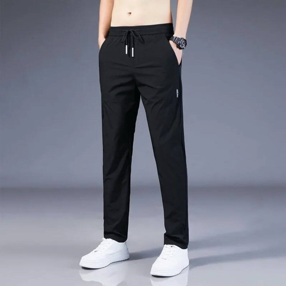Pantalon élastique taille haute homme – coupe décontractée chic