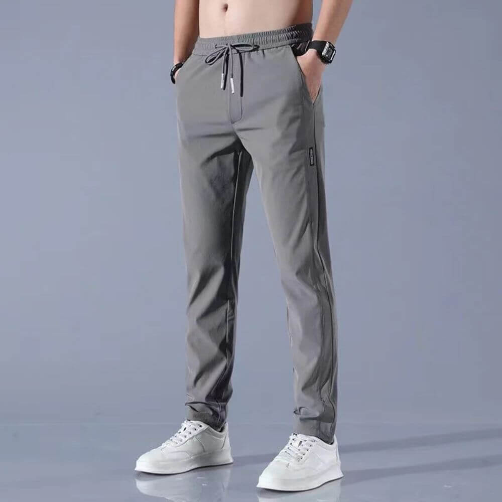 Pantalon élastique taille haute homme – coupe décontractée chic