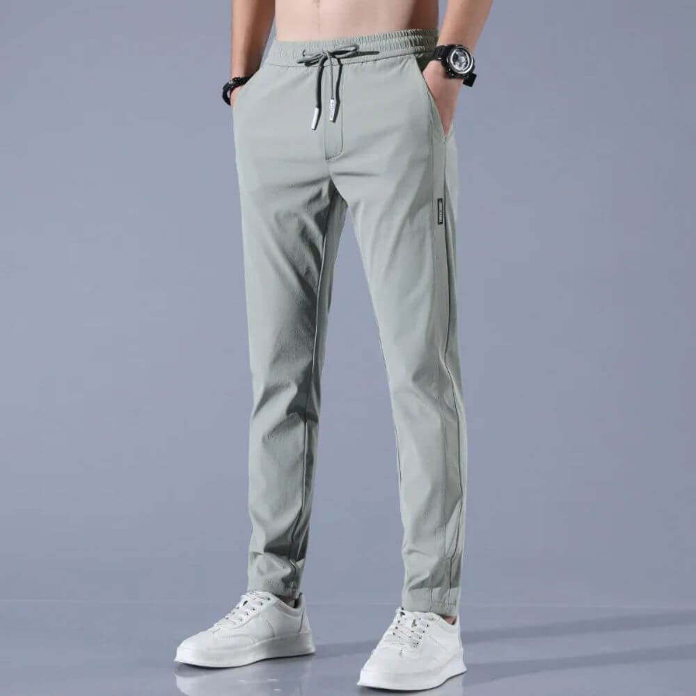 Pantalon élastique taille haute homme – coupe décontractée chic