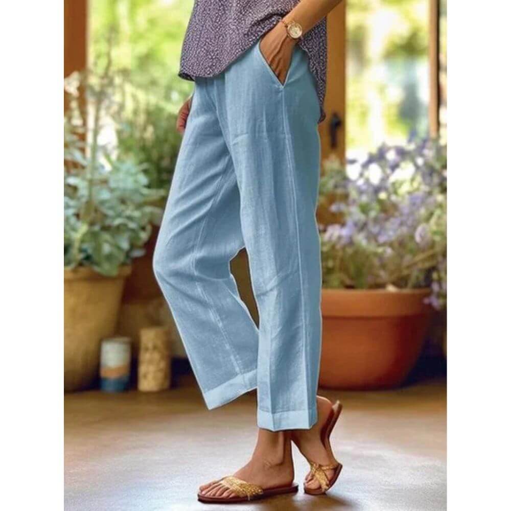 Pantalon en lin élégant femme – coupe ample et décontractée