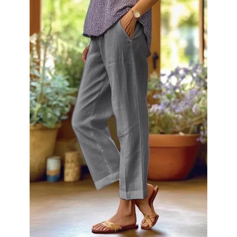 Pantalon en lin élégant femme – coupe ample et décontractée