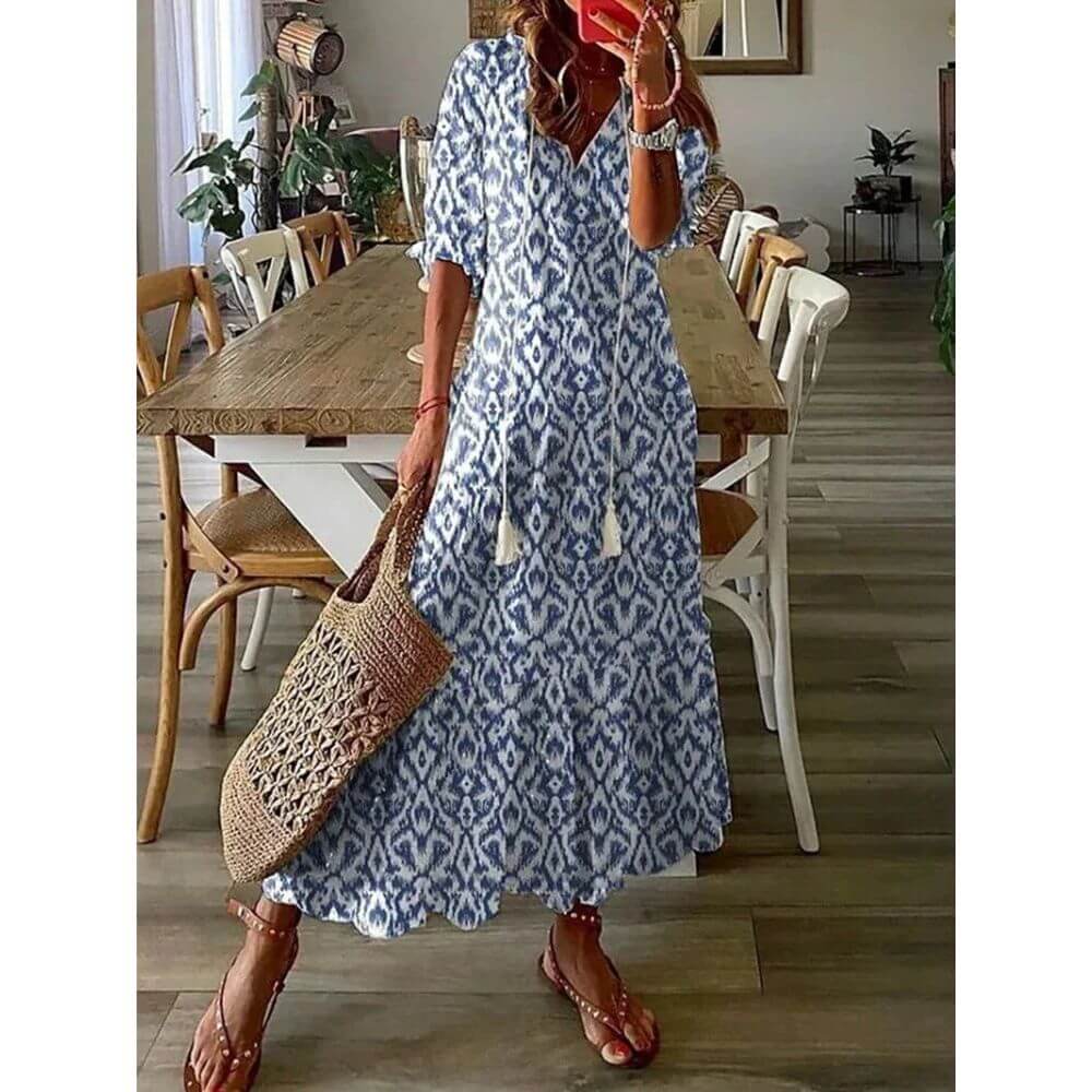 Robe longue bohème chic fluide pour l'été élégant