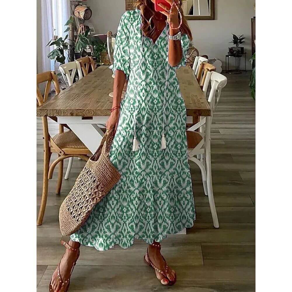 Robe longue bohème chic fluide pour l'été élégant