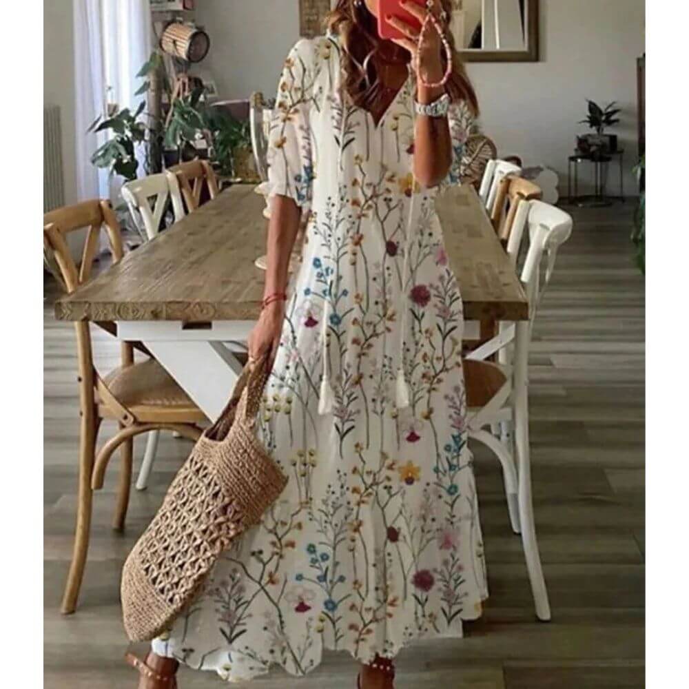 Robe longue bohème chic fluide pour l'été élégant