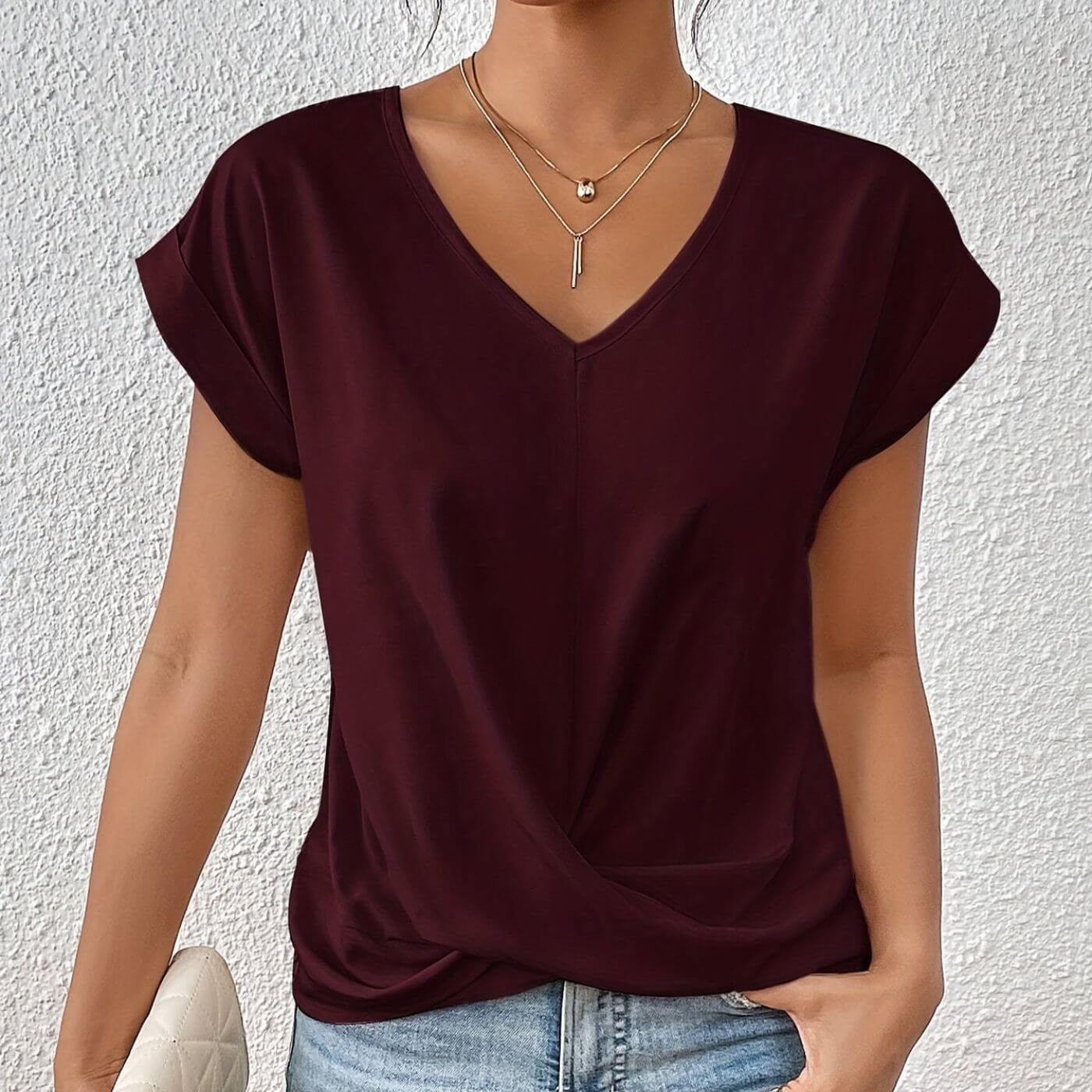 Fatima™ – T-shirt Décontracté à Col en V