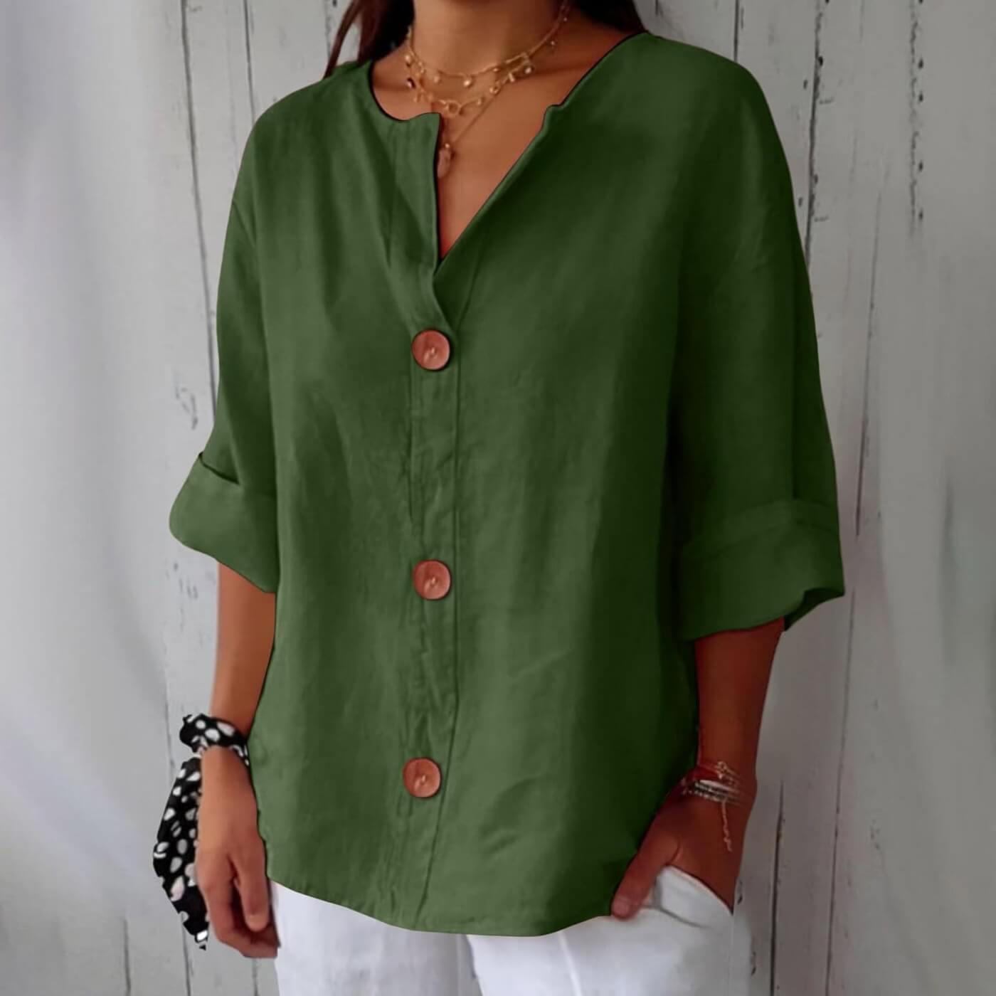 Faustine™ - Blouse Décontractée à Col Lié