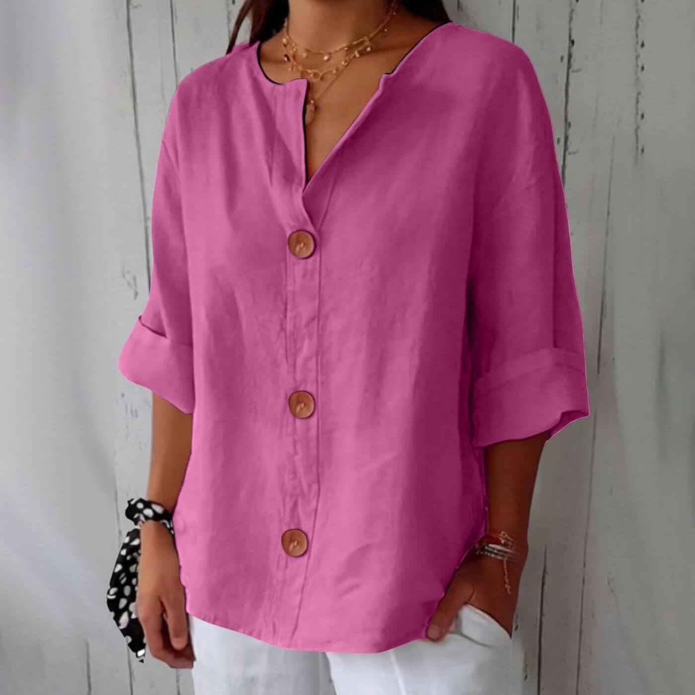 Faustine™ - Blouse Décontractée à Col Lié
