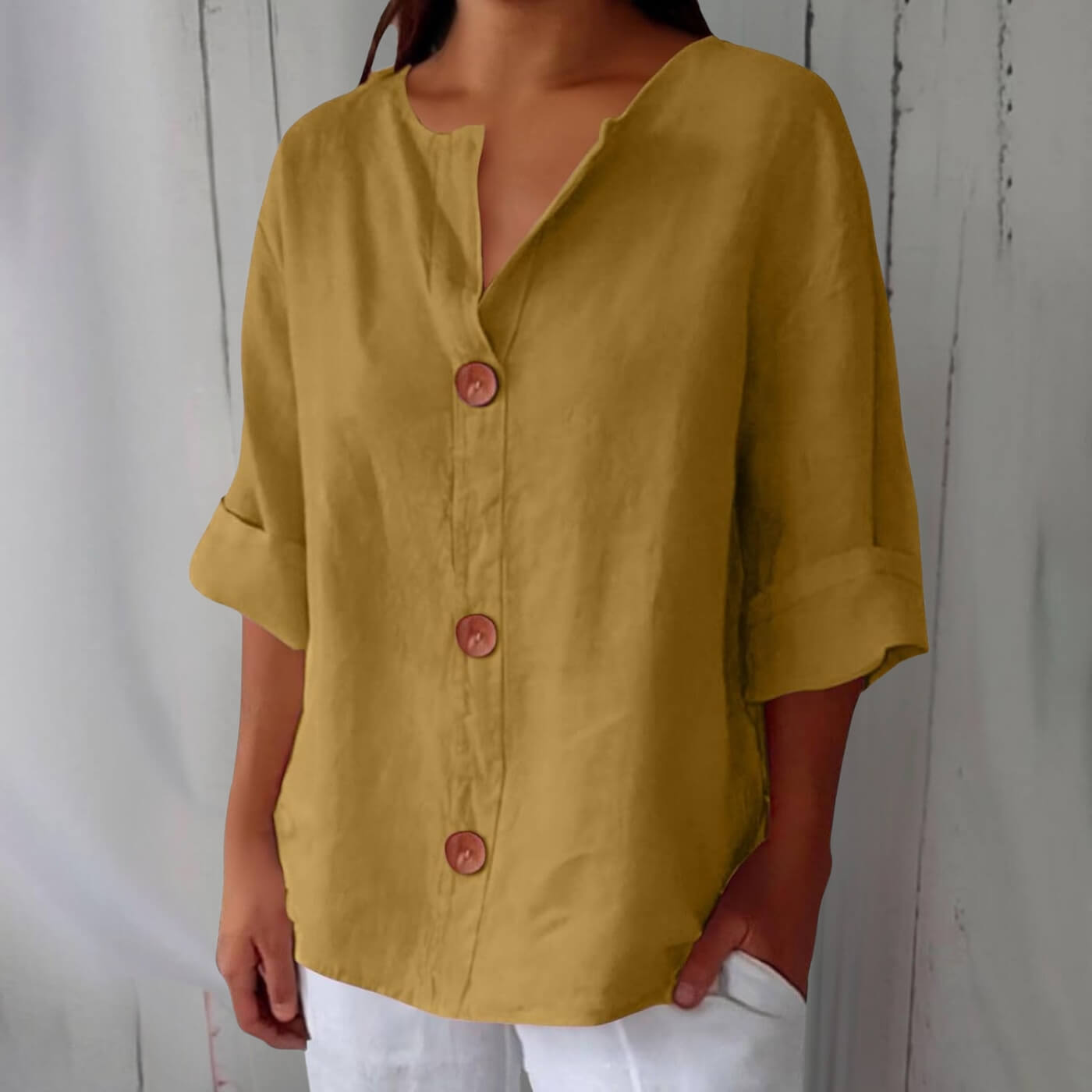 Faustine™ - Blouse Décontractée à Col Lié