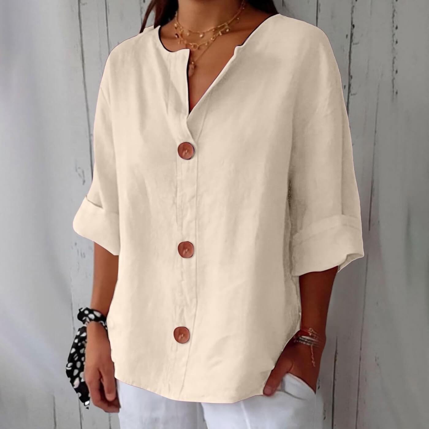 Faustine™ - Blouse Décontractée à Col Lié