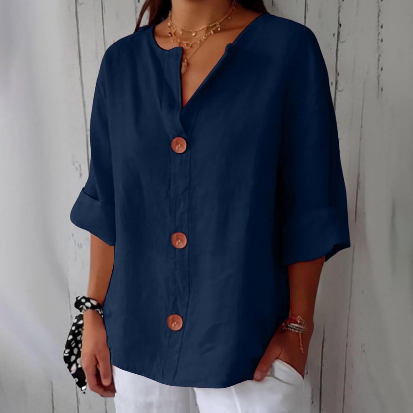 Faustine™ - Blouse Décontractée à Col Lié