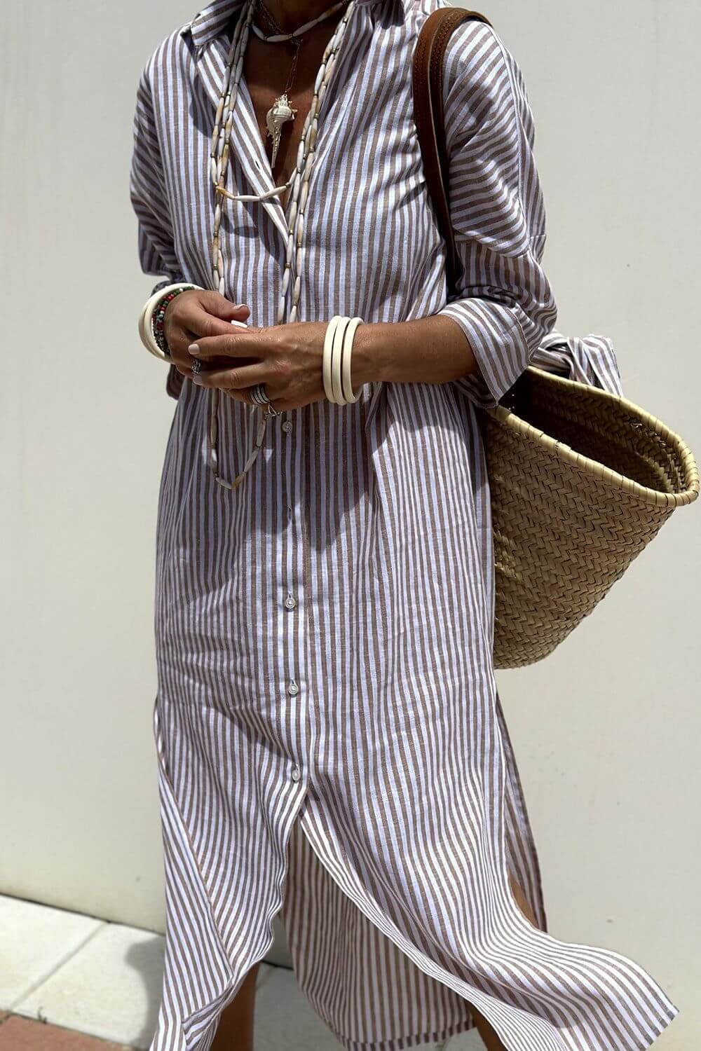 Florence™ – Robe Chemise à Rayures Élégante