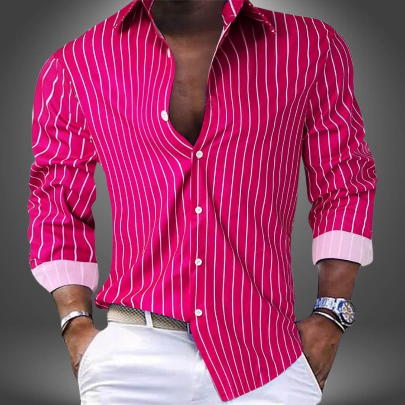 Gilberte™ - Chemise à Rayures Élégante Manches Longues