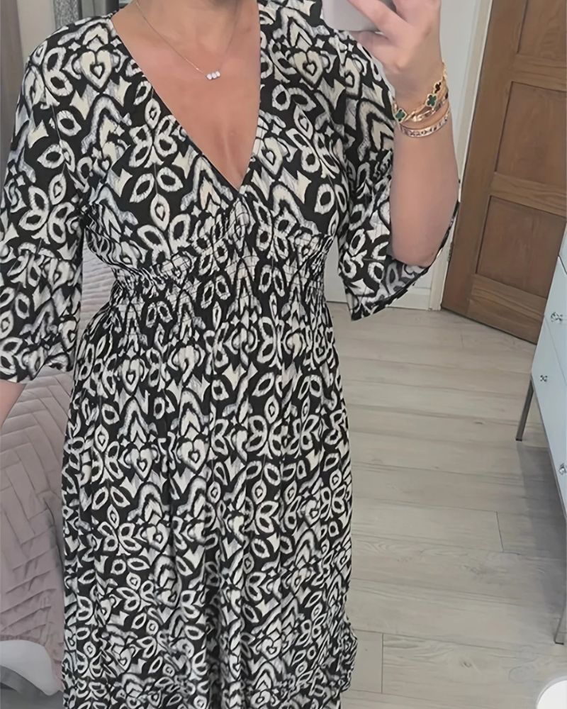 Ninette™ – Robe d’Été Décontractée à Col en V Bohème