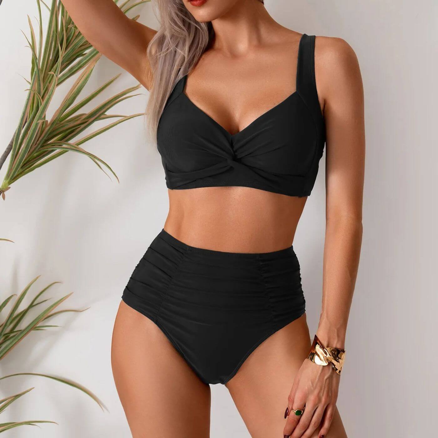 Noémie™ – Bikini Bandeau 2 Pièces Taille Haute Été