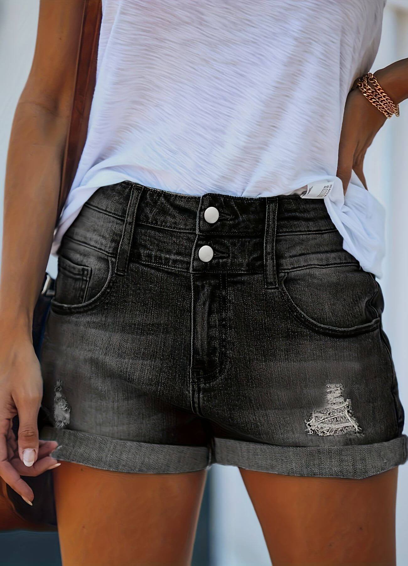 Noveulla™ - Short en Jean Déchiré