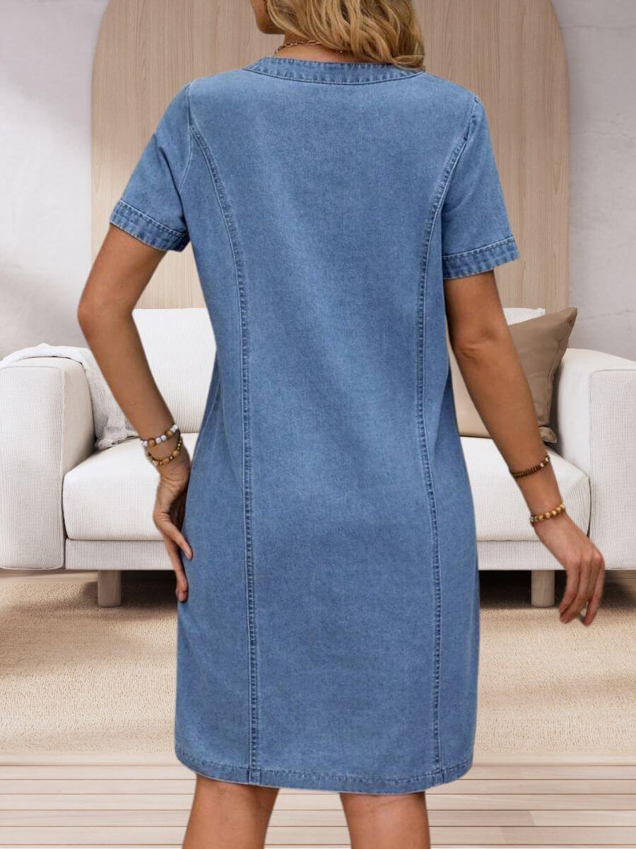 Pauline™ – Robe en Jean d’Été à Col en V