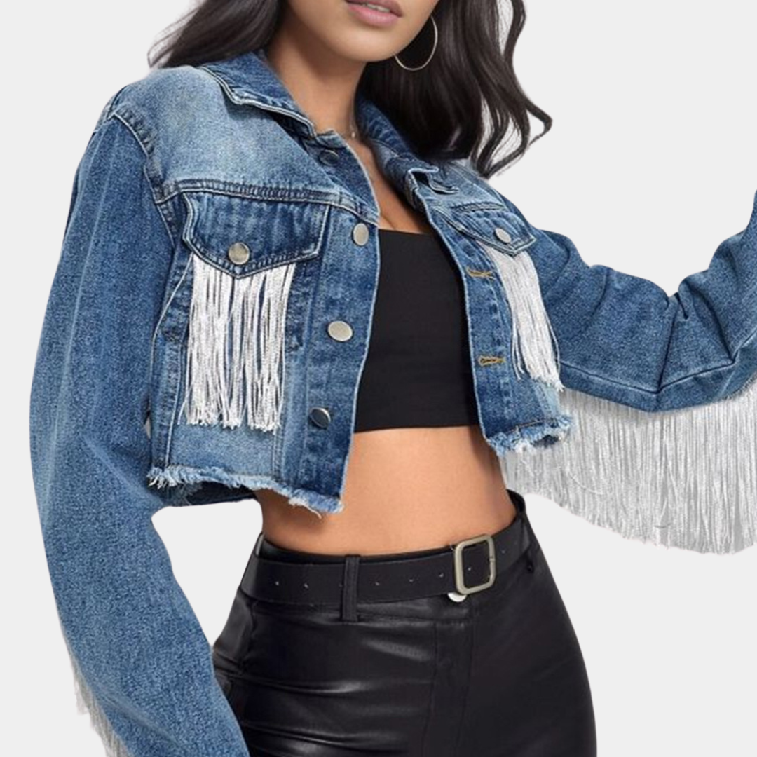 Veste vintage chic à franges pour femme