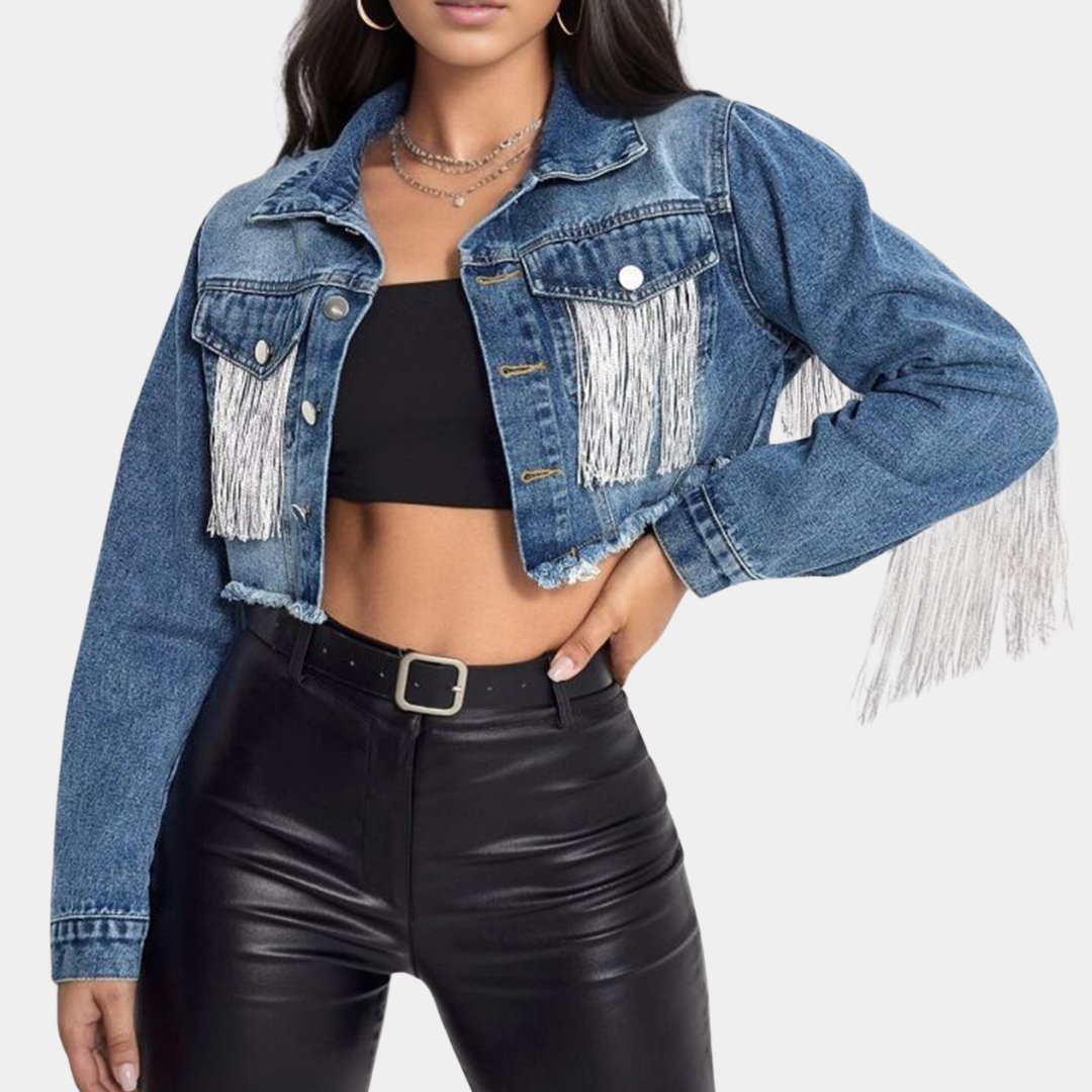 Veste vintage chic à franges pour femme