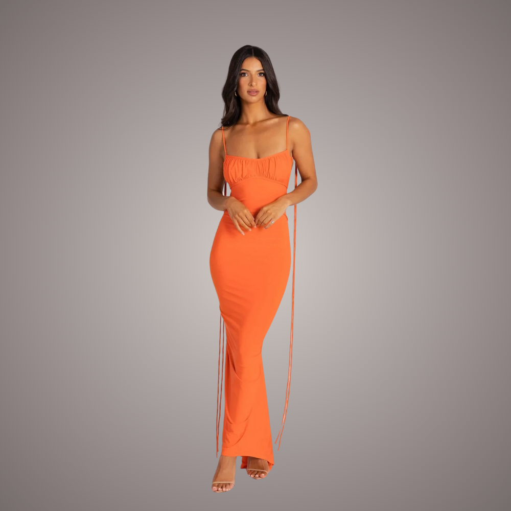 Robe Longue Froncée Femme Élégante pour Soirée ou Été