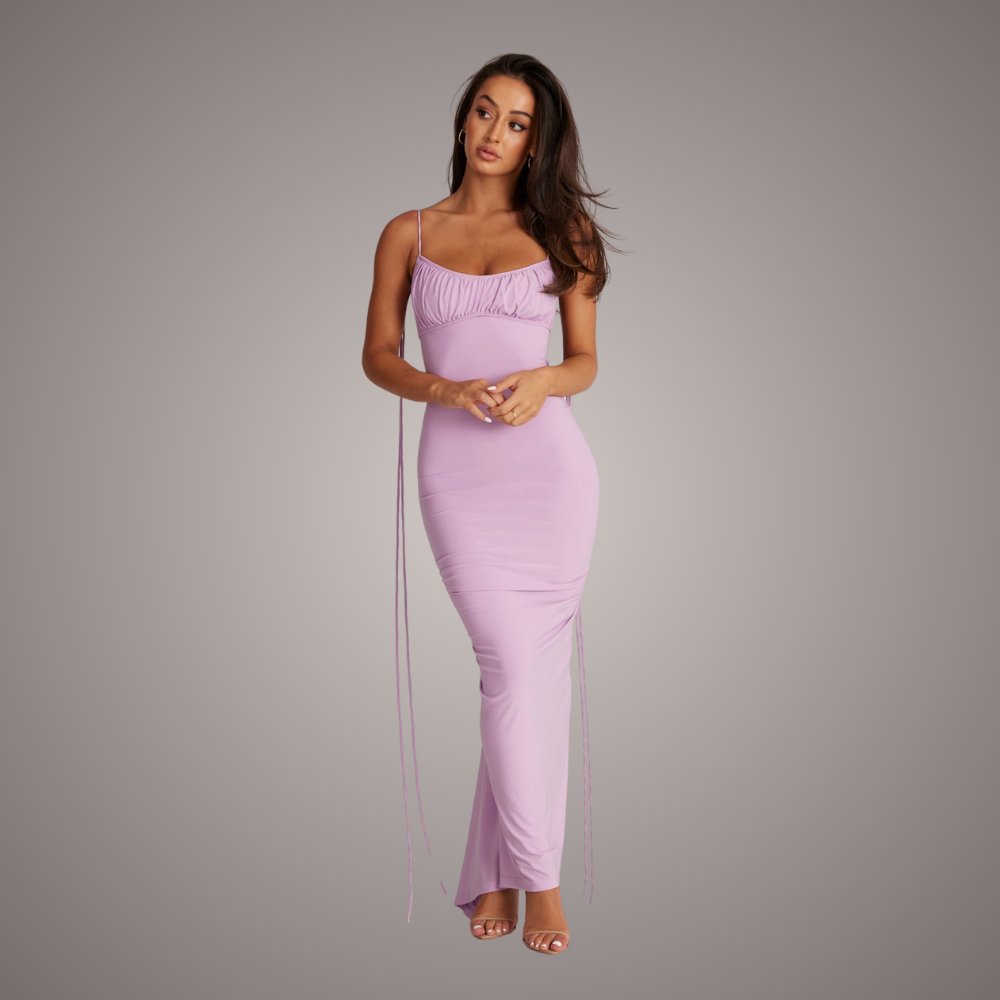 Robe Longue Froncée Femme Élégante pour Soirée ou Été