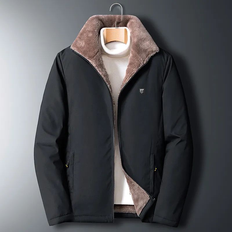 Veste noire pour homme avec doublure en peluche