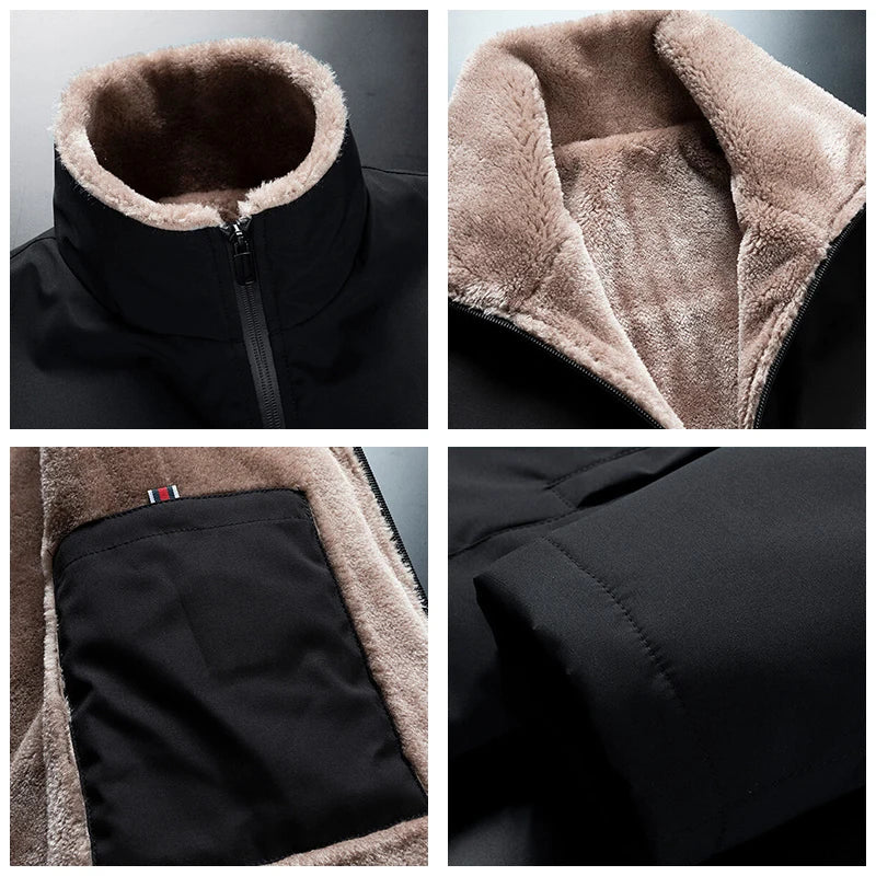 Veste noire pour homme avec doublure en peluche