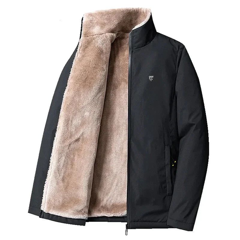 Veste noire pour homme avec doublure en peluche