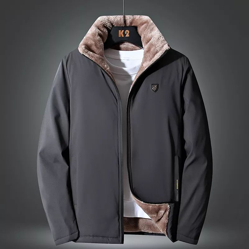 Veste grise pour homme avec doublure en peluche