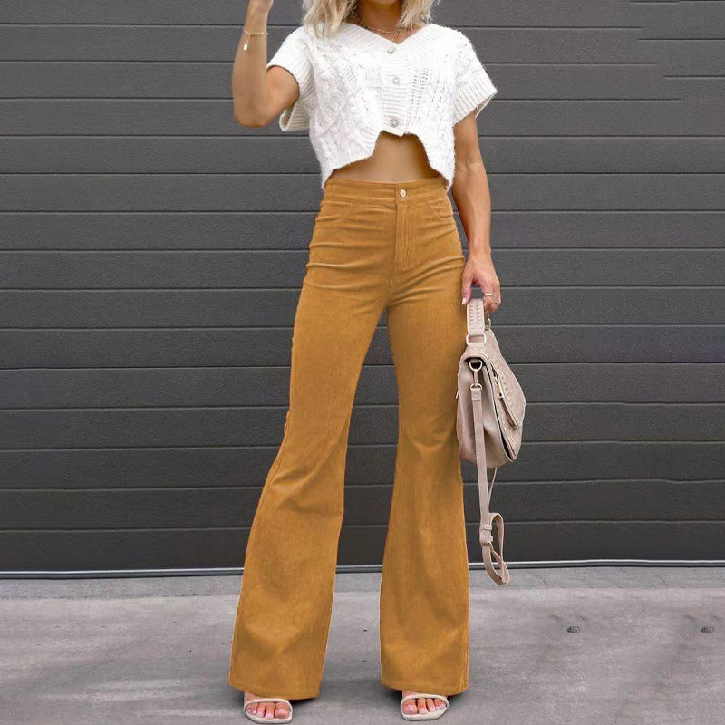 Pantalon Flare Femme Taille Haute Extensible – Look Travail ou Décontracté