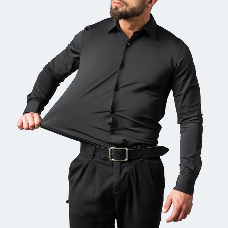 Chemise à plis noire pour hommes