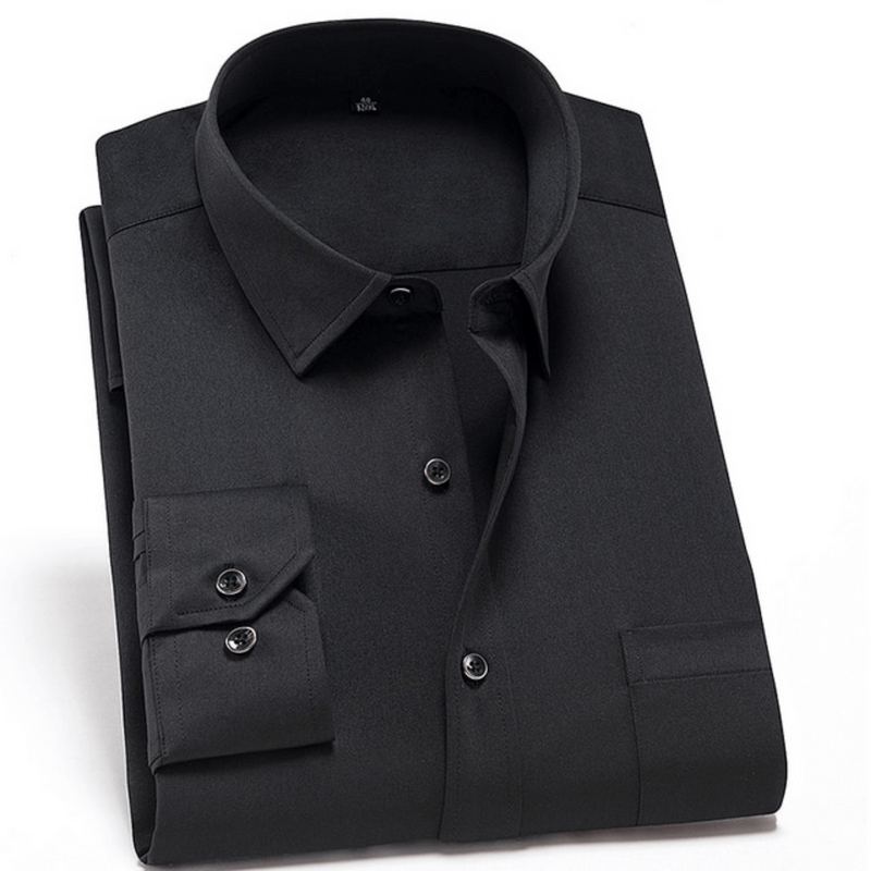 Chemise à plis noire pour hommes
