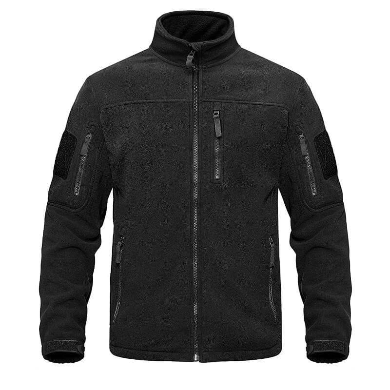 Veste polaire d'extérieur noire avec plusieurs poches zippées