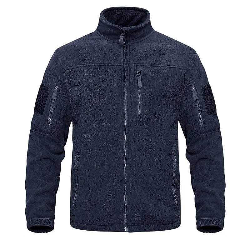 Veste polaire d'extérieur bleu marine avec plusieurs poches zippées