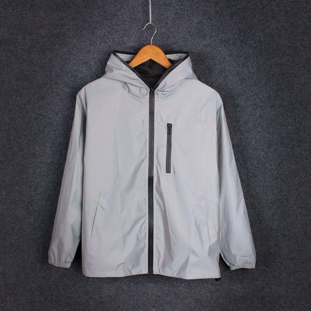Veste coupe-vent argentée entièrement réfléchissante